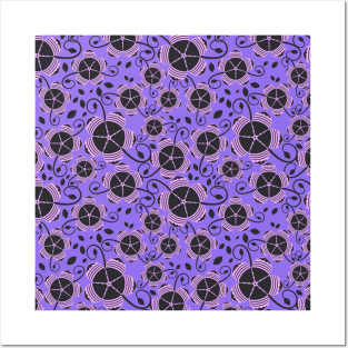 Purple Geometric Floral Pattern Posters and Art